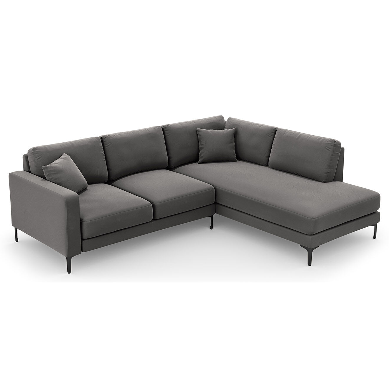Mazzini Sofas Canapé d'angle Droit Velours Venus 5 Places gris - 254x185x90 cm