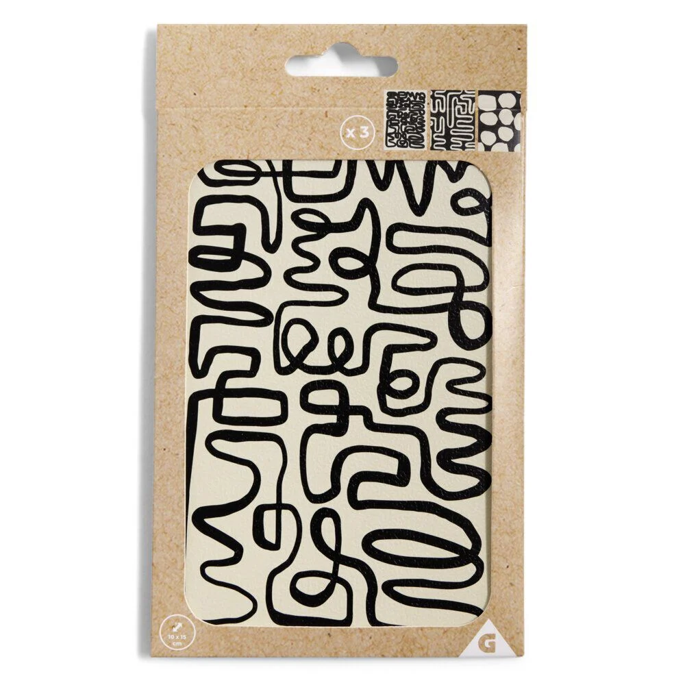 Lot de 3 affiches papier noir et beige 10x15cm