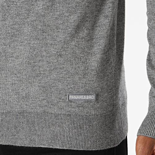 Pull Col V Gris Anthracite Chiné