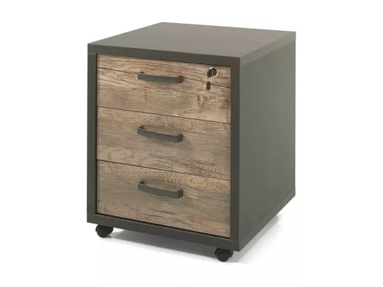 Ensemble de 8 meubles de bureau professionnel coloris chêne vieilli et noir collection SOON