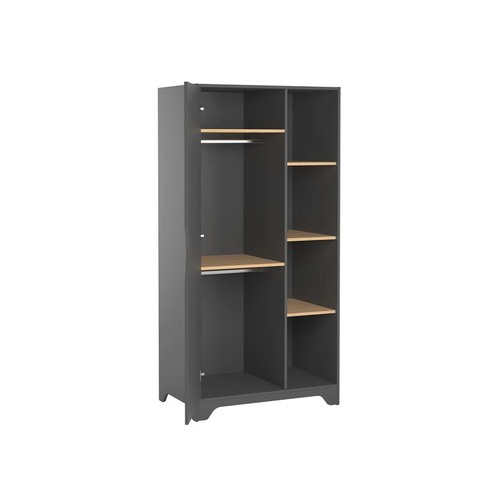 Armoire 1 porte LEAF Graphite/Bois - VOX