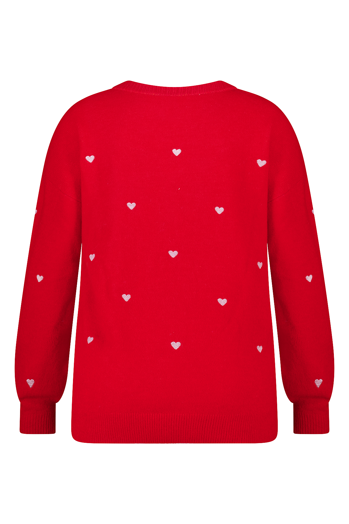 Fijn gebreide trui met geborduurde hartjes Multi Red