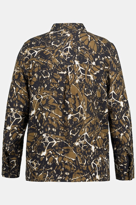 Bluse, Metallic-Effekt, Cut-Out, Hemdkragen, Langarm