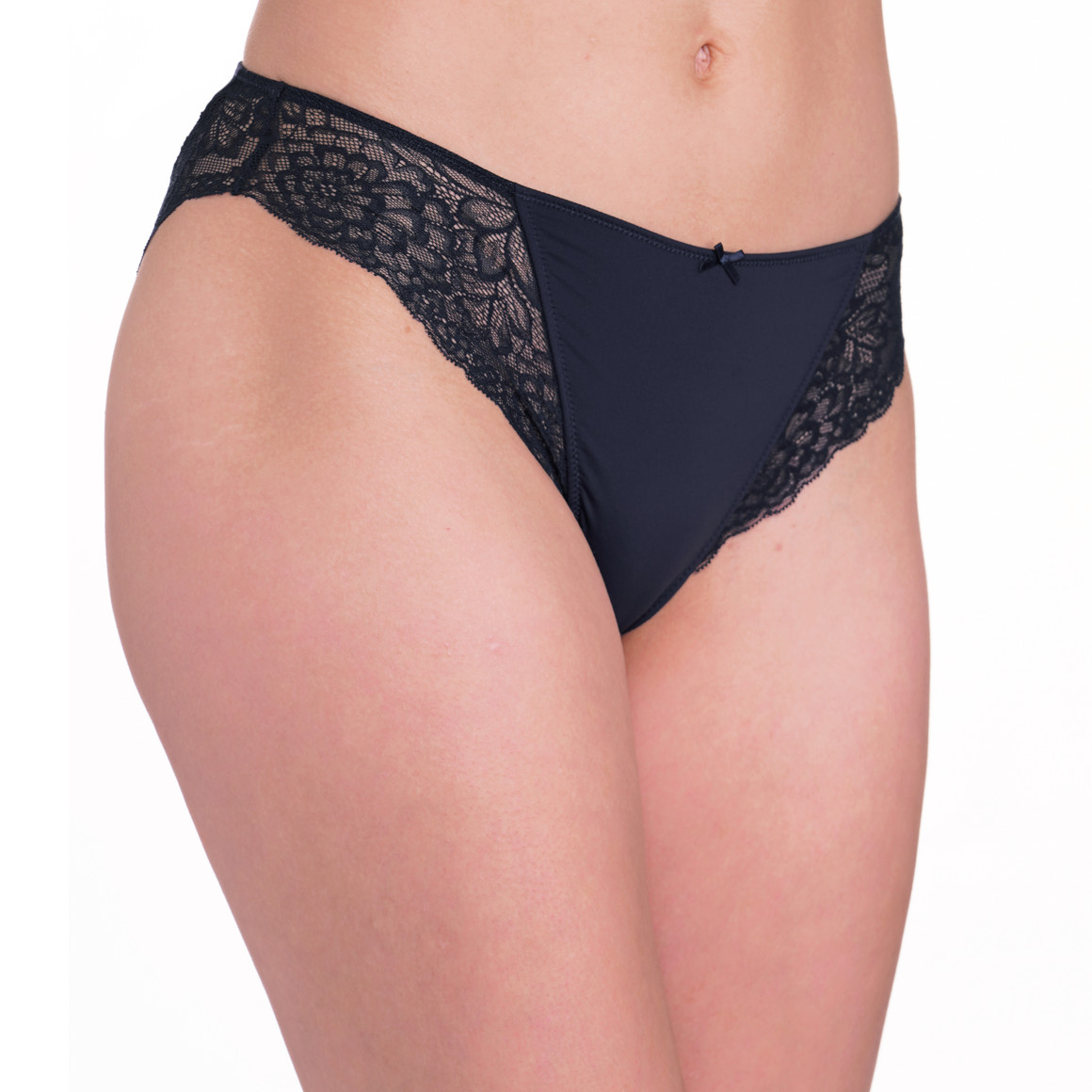 Damen Slip mit Spitze dunkelblau