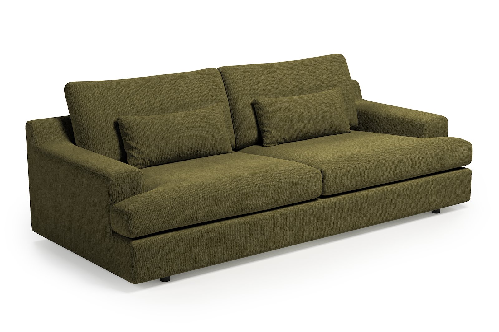 Roma 3-seter XL Tekstil Mito 88 Moss Green med sorte ben