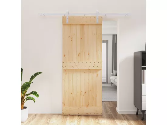 Porte coulissante et kit de quincaillerie 85x210 cm pin massif