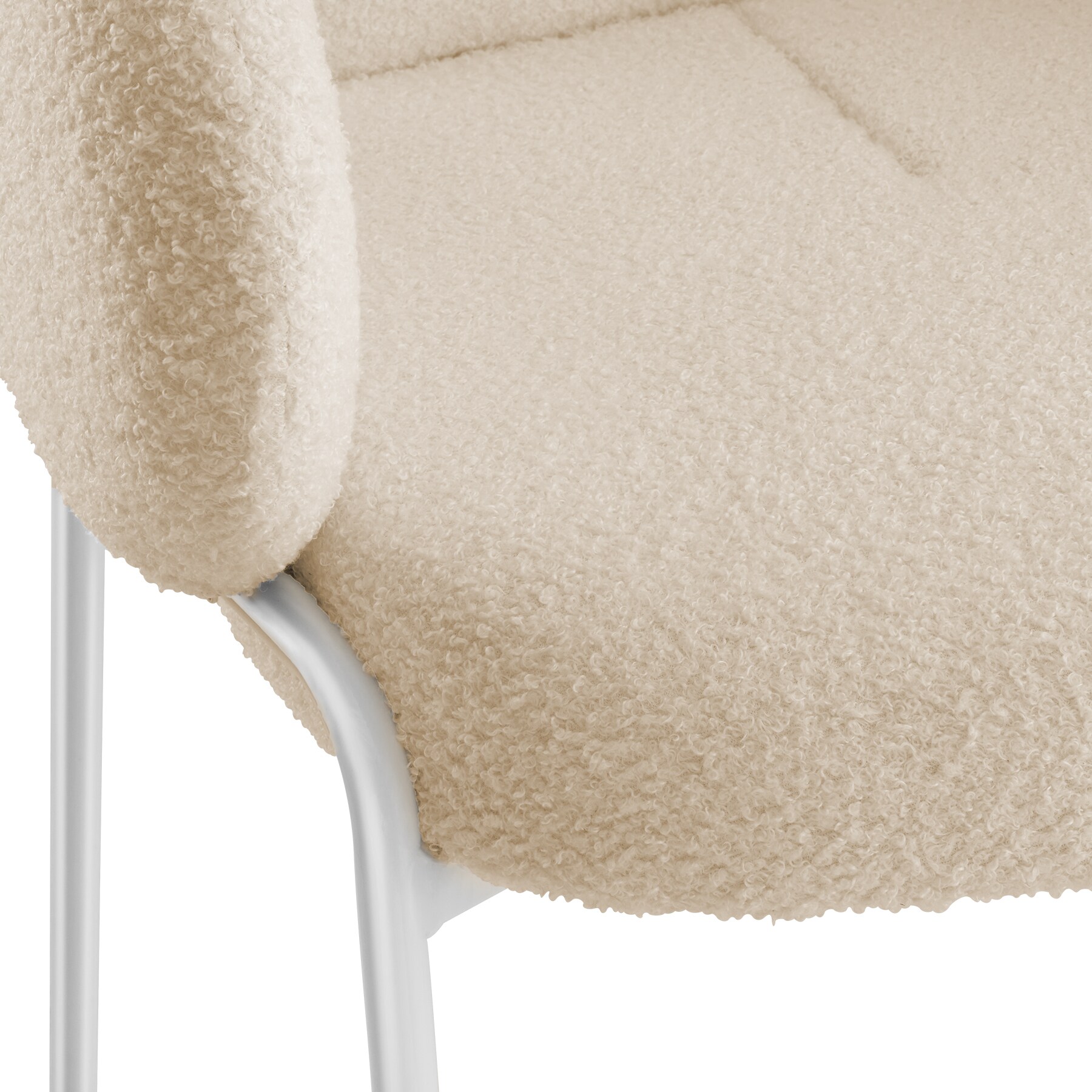 tectake® Stuhl, gepolstert mit Bouclé-Bezug, runde Stahlbeine, Belastbarkeit 120 kg, 61,5 x 62 x 90 cm