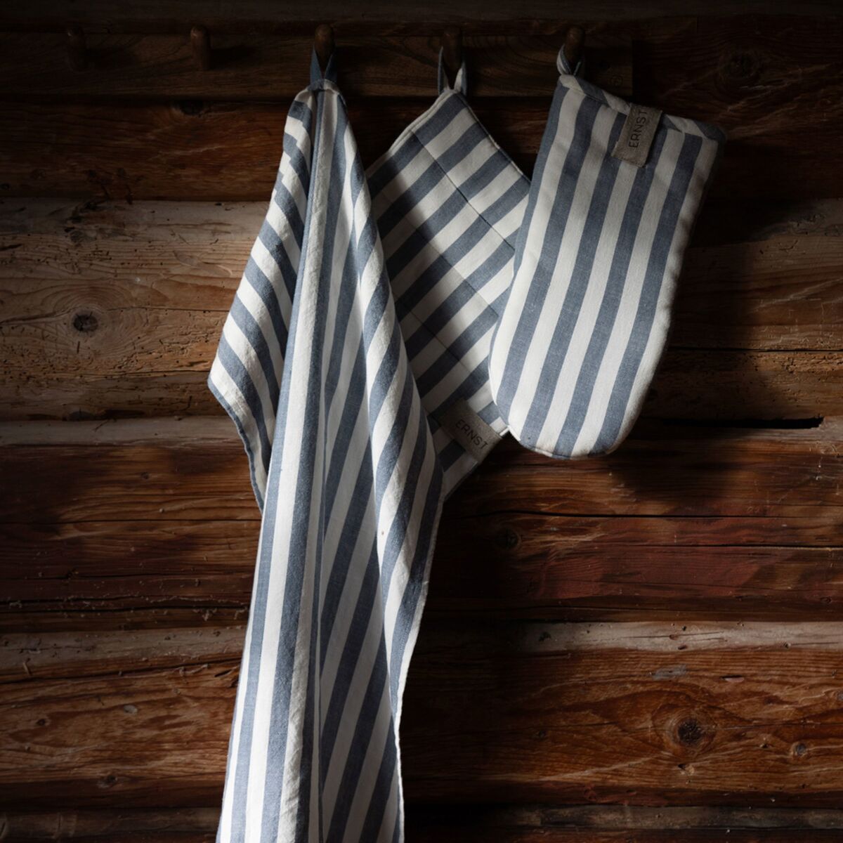 Gryteklut bred stripe, blå/hvit