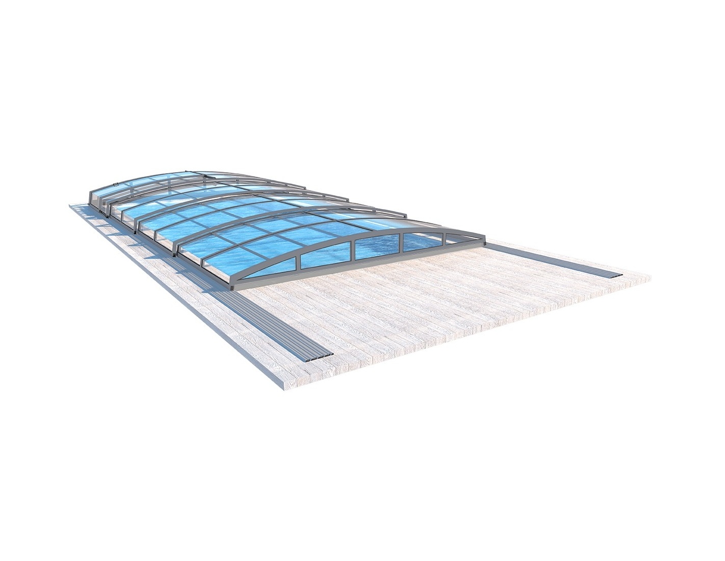 Abri de piscine skyline - 8,61x4,20 m - polycarbonate massif 3 mm - couleur ral7037 gris