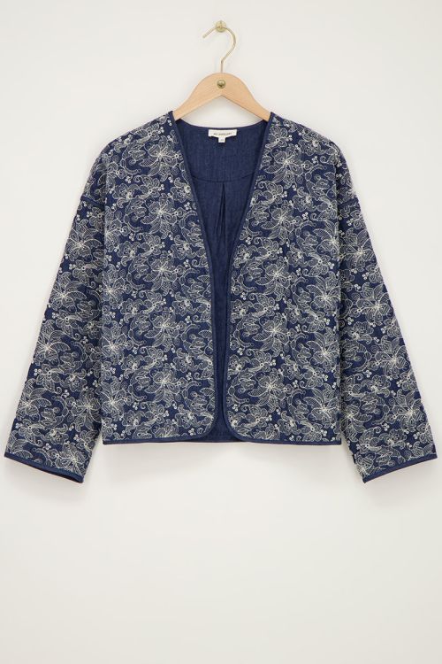 Blauw chambray kimono jasje met embroidery