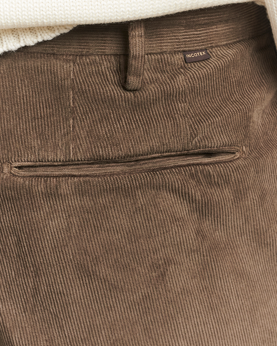 Incotex Slim Fit Baby Corduroy Trousers Taupe