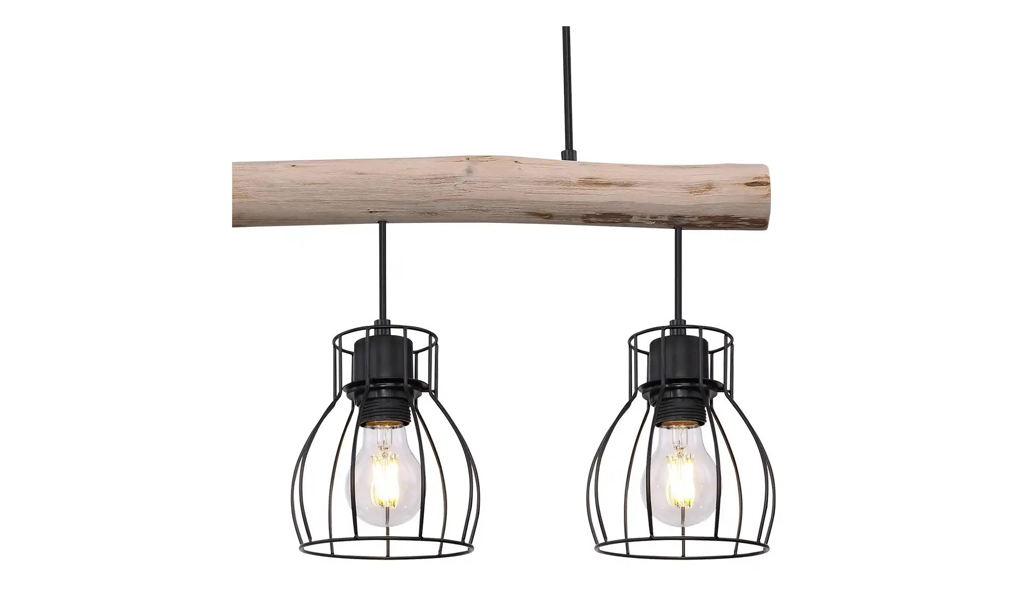 Pendelleuchte, 3-flammig, Holz/ Metall Körbe