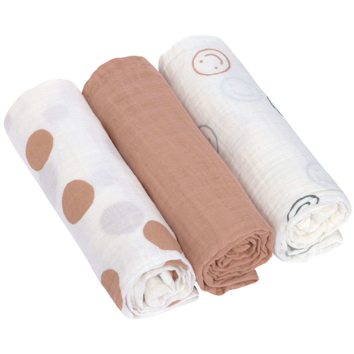 LässigLässig   Einschlag und Mulltuch 3er Set Tiny Smile maple
