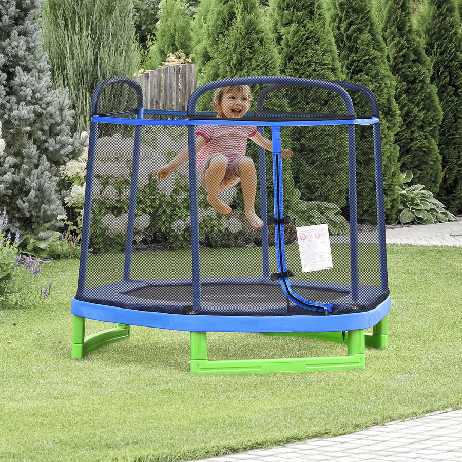 HOMCOM Kinder Trampolin mit PE Netz bunt