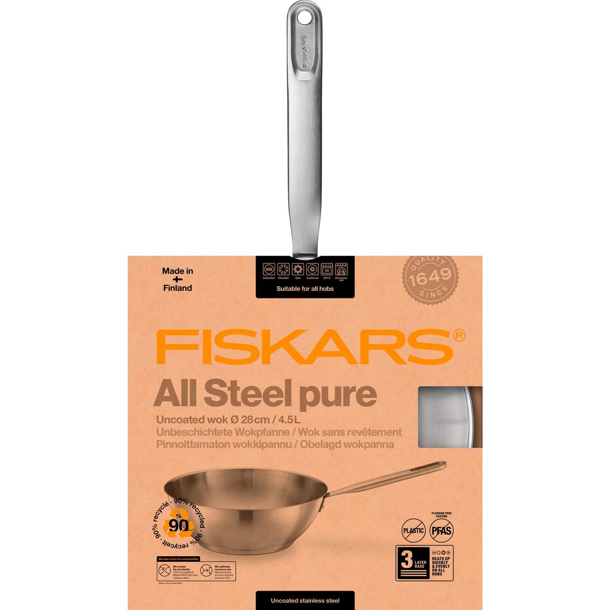 All Steel Pure Wok, 28 cm