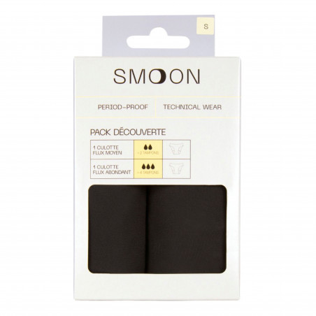 Smoon Pack Découverte - 2 culottes flux moyen + abondant noir adolescente