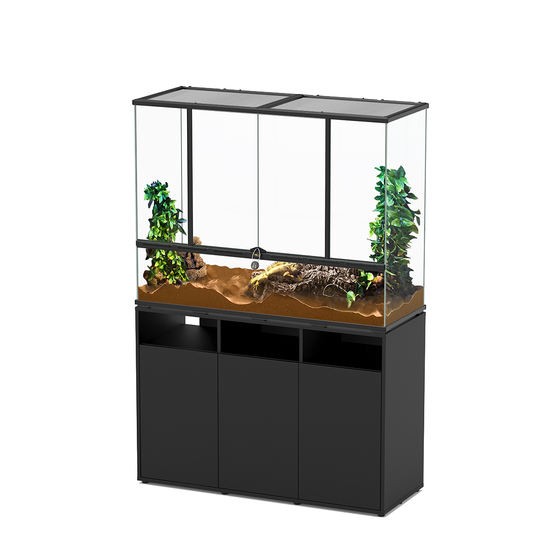Terrarium et Meuble avec portes Noir L.118xP.45xH.90cm