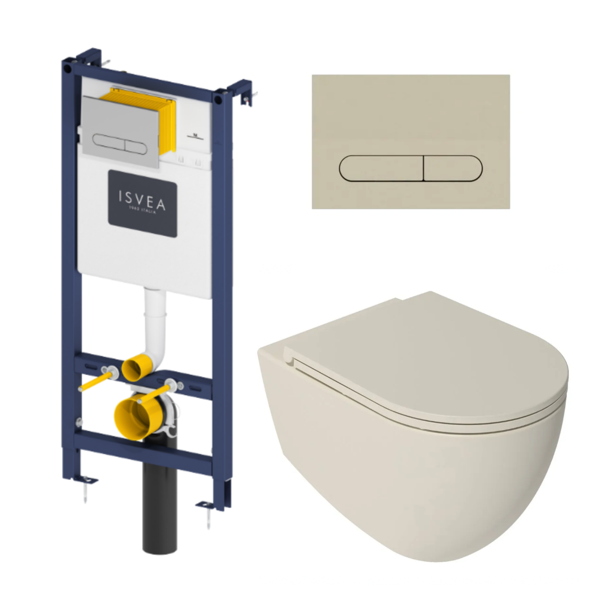 Isvea Durezza met Isvea Infinity randloos toilet ivoor mat en softclose zitting