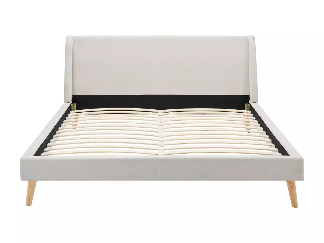 Lit scandinave 180 x 200 cm - Tissu - Beige - BENEDICTE