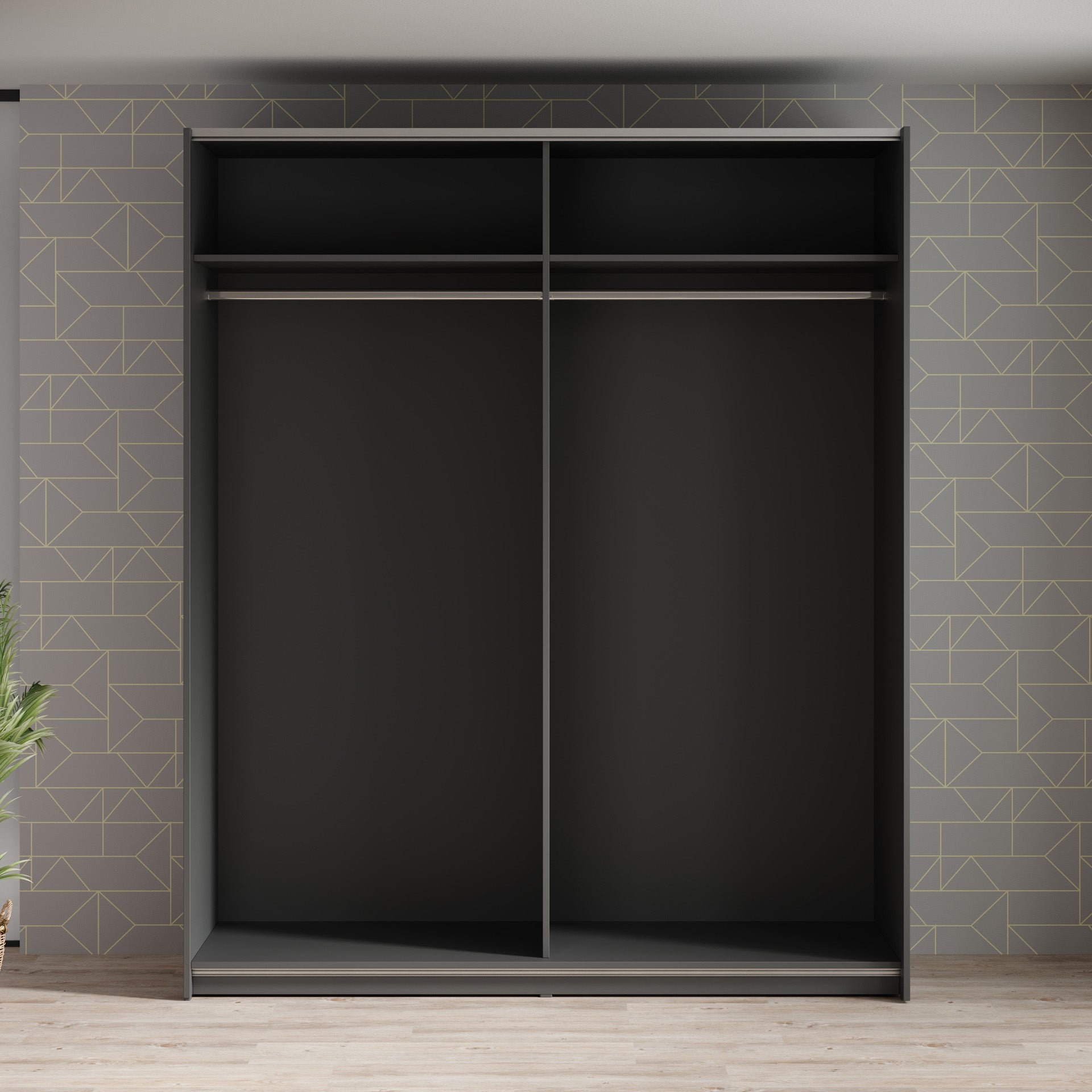Mendoza - Kledingkast met schuifdeuren - Antraciet - 170x59x205 cm
