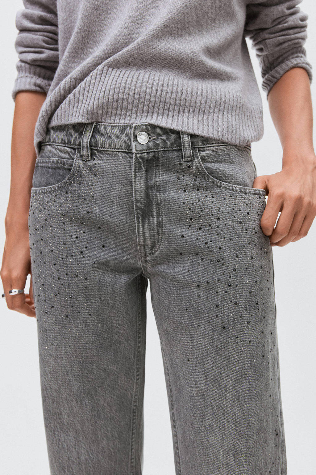 MANGO TEEN straight leg jeans grey denim
