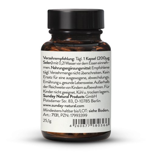 Sunday Natural Products  Selen Kapseln 200 µgHochdosiert