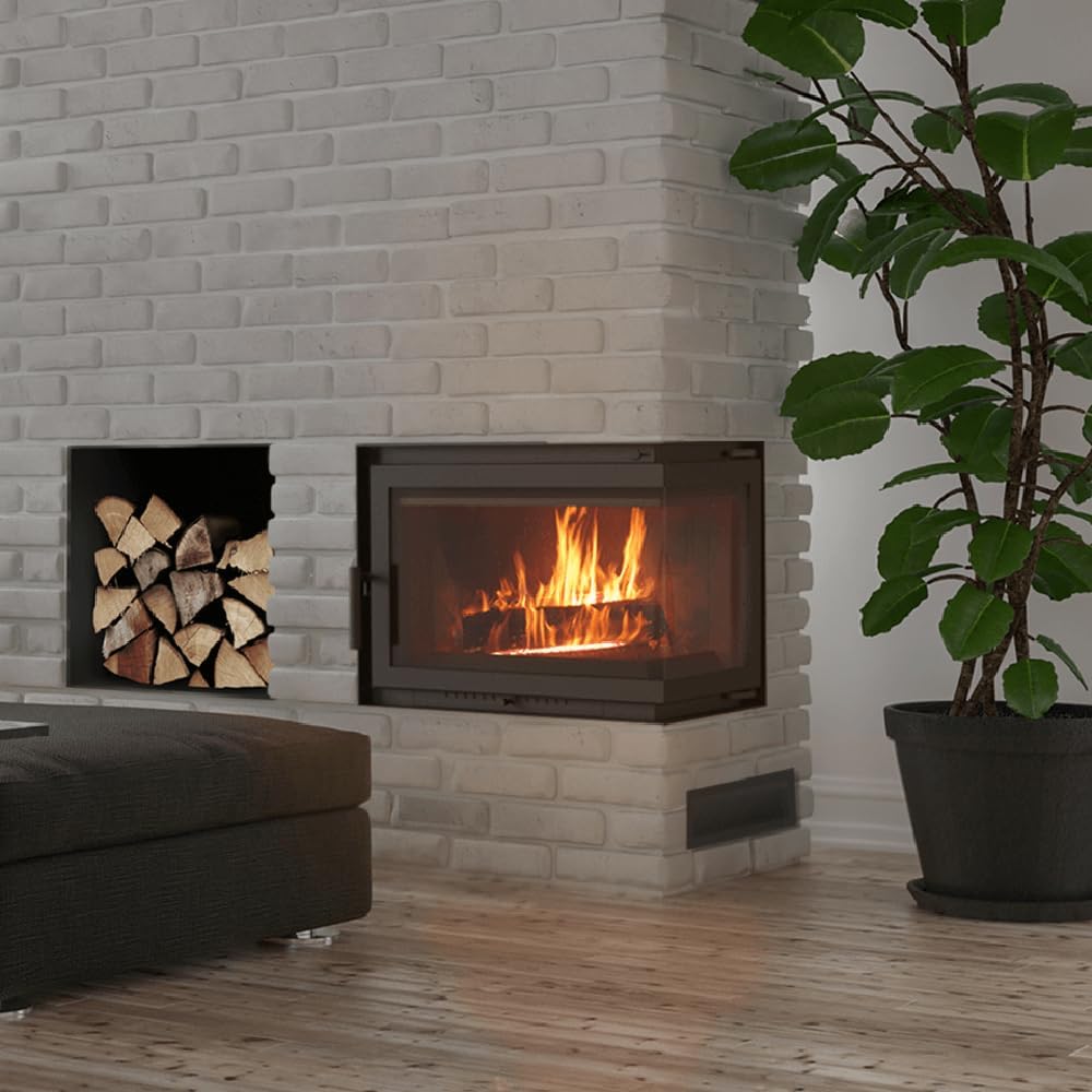 KRATKI Kamineinsatz Gusseisen Simple rechts 8 kW Ø 150 mit Kaminscheibenreiniger