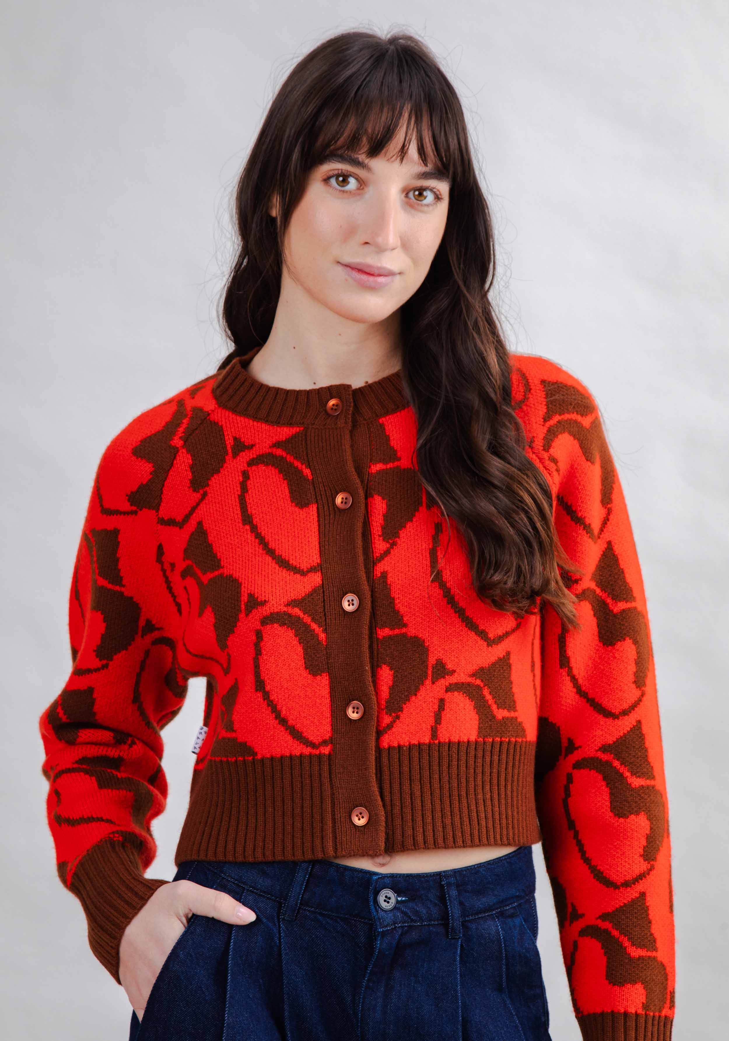 Brava Fabrics Cardigan Heart Wool Cropped