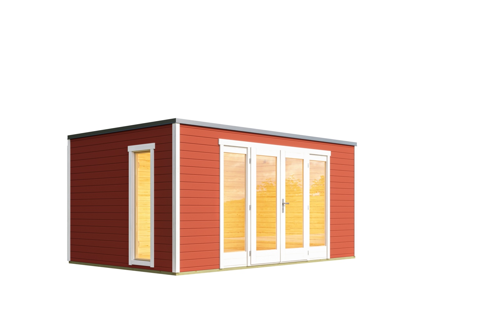 Gartenhaus PALERMO 2 - schwedenrot - Fichtenholz - 444,4x300 cm