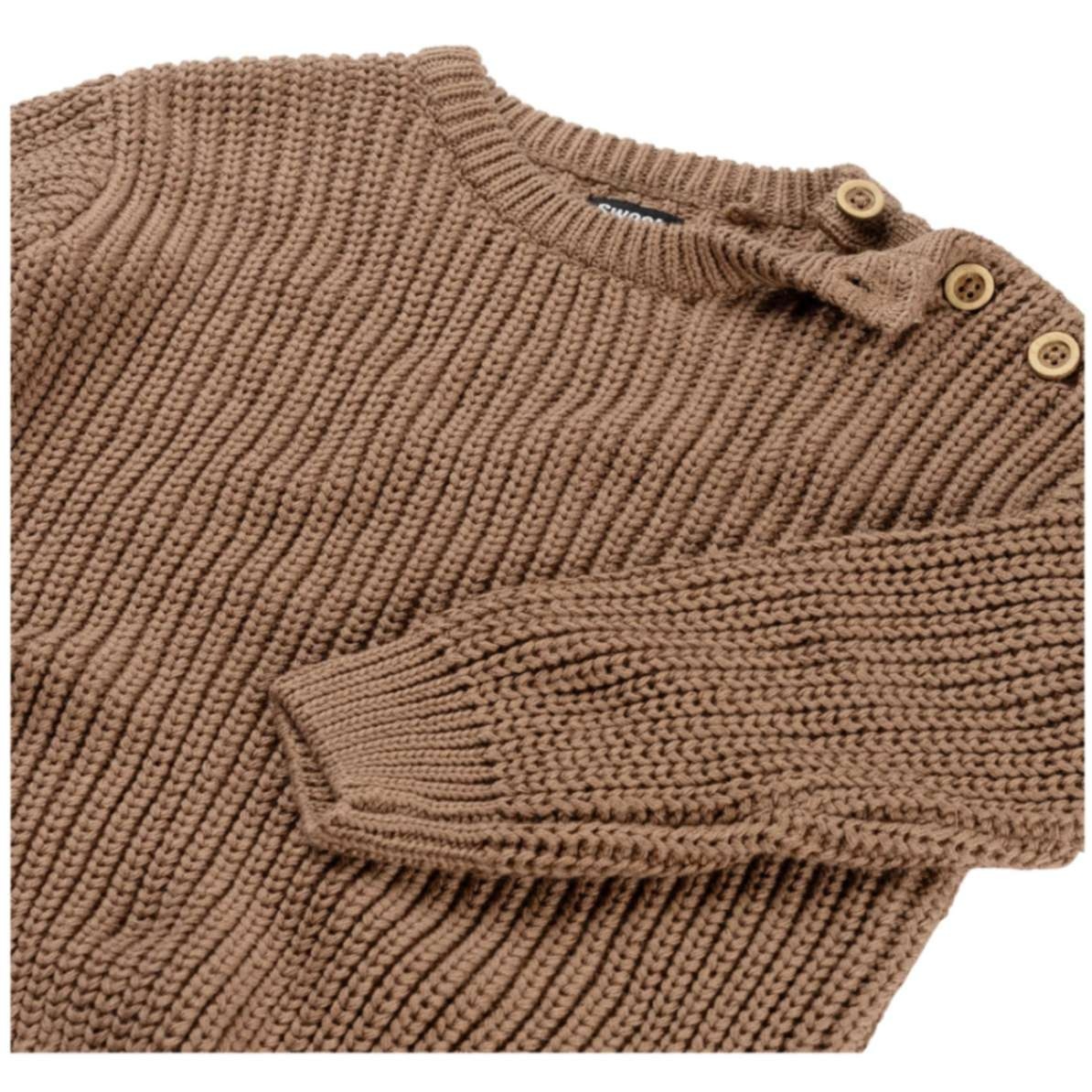 Sweet Petit peuter trui Charlie lange mouwen effen taupe