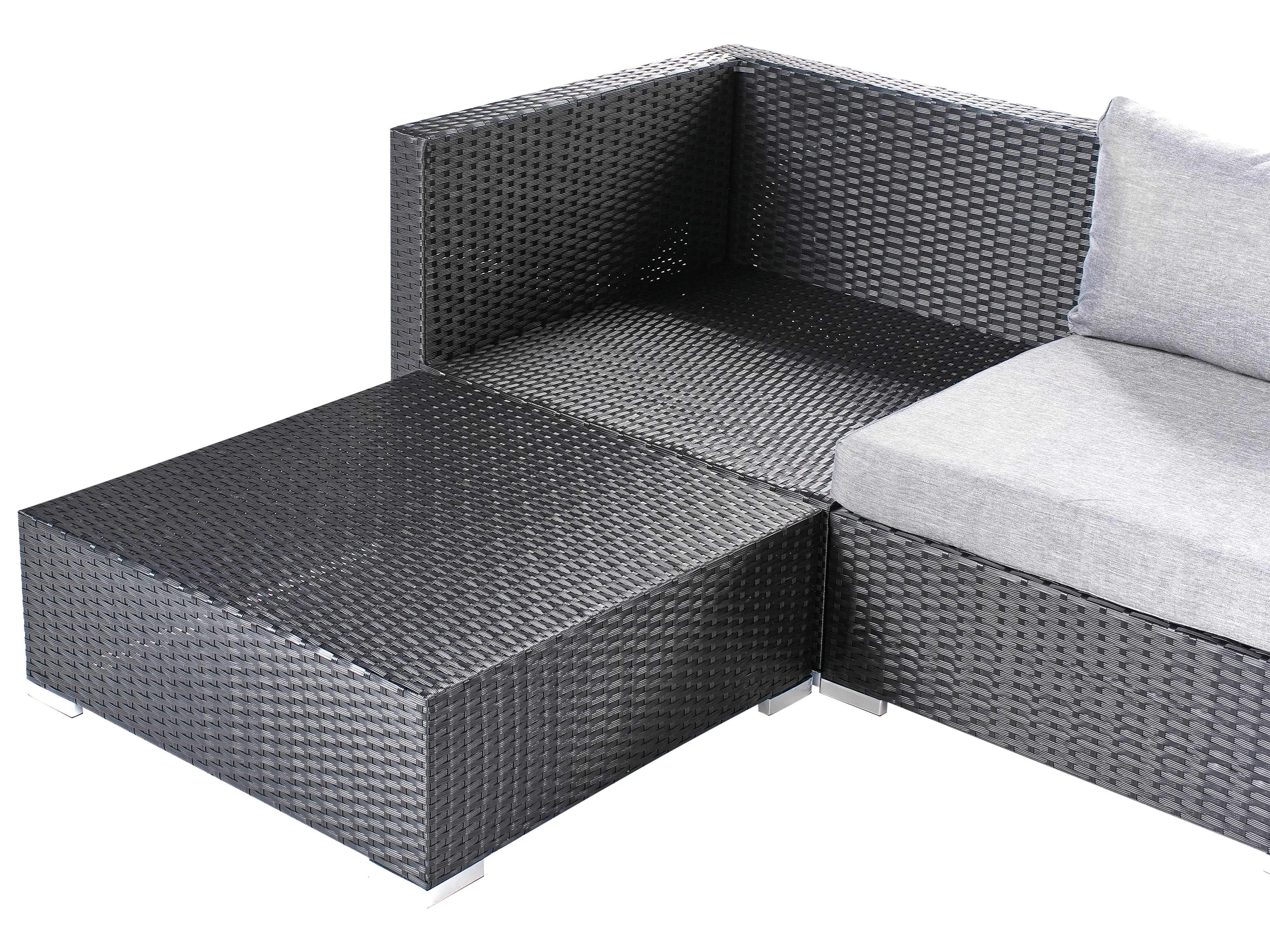 Tuin hoekloungeset met tafel 4-zits SANO rechtszijdig PE rotan Zwart