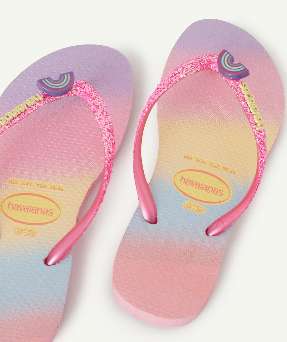 HAVAIANASTONGS SLIM FILLE MULTICOLORES ET À PAILLETTES ROSES