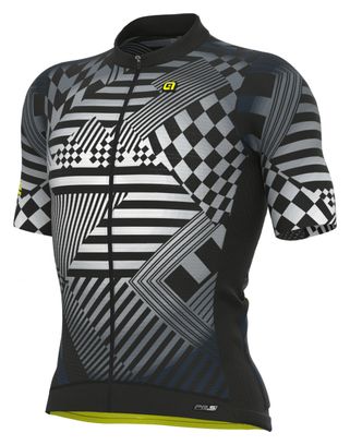 Maillot Manches Courtes Alé Checker Gris
