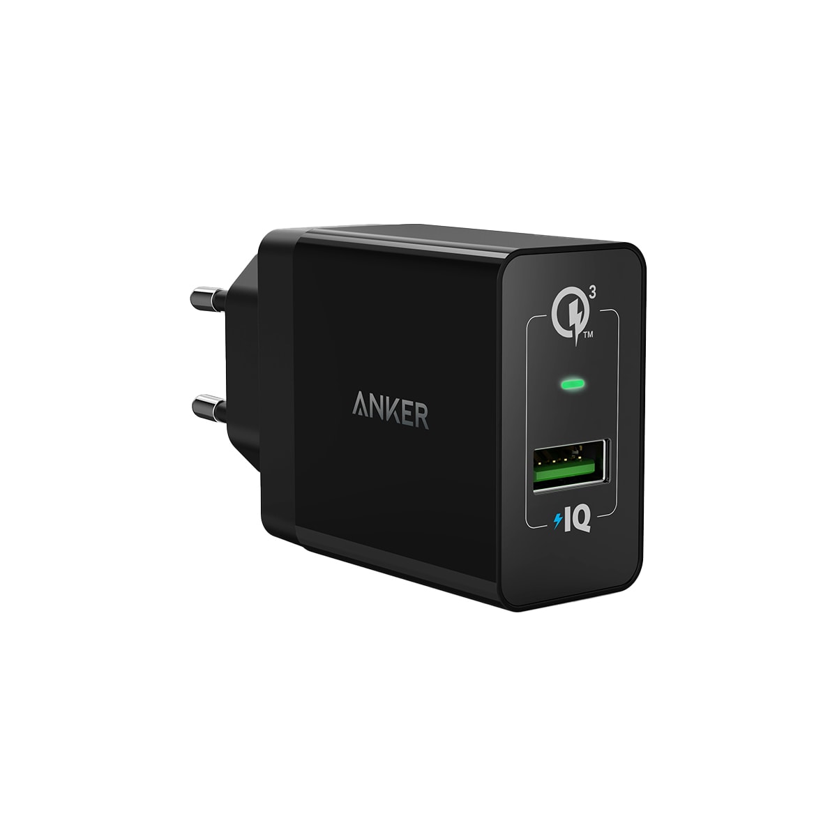 Anker PowerPort+1 w QC 3.0 18W USB-A lader (sort)
