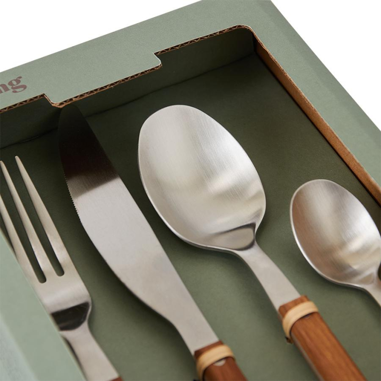 HKliving 70s bestek set van 16 Wood