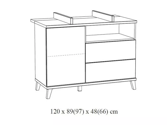 Chambre bébé ou enfant LOUISE, lit 60x120 évolutif en 90x200, armoire, commode à langer et chevet