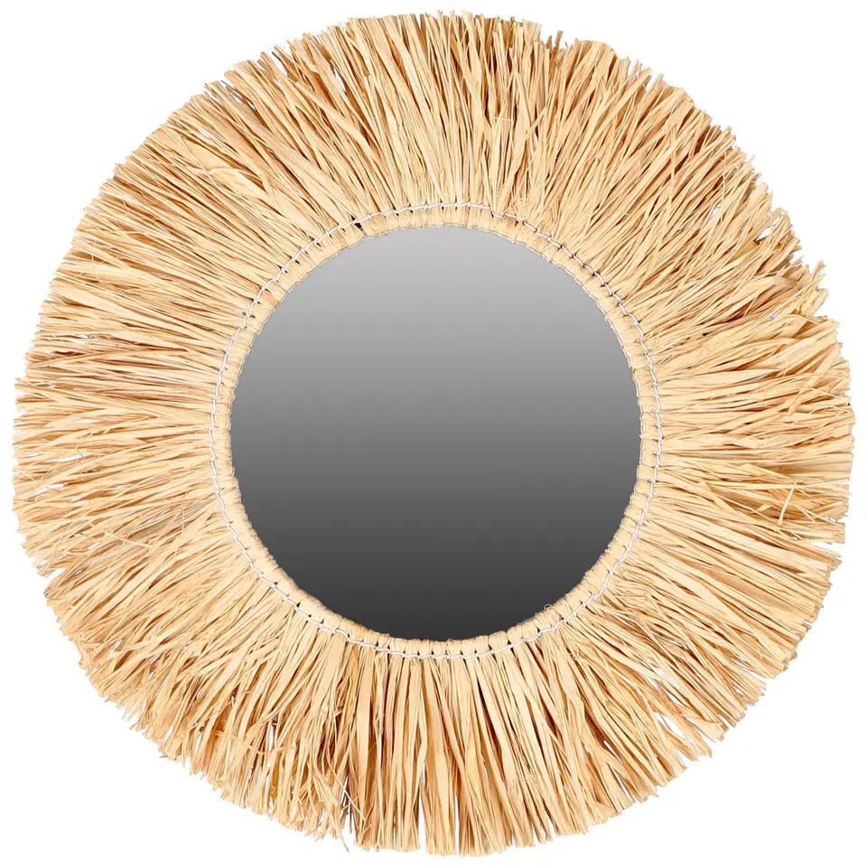 Natural Living Wandspiegel - Boho/ibiza stijl - raffia - 46cm