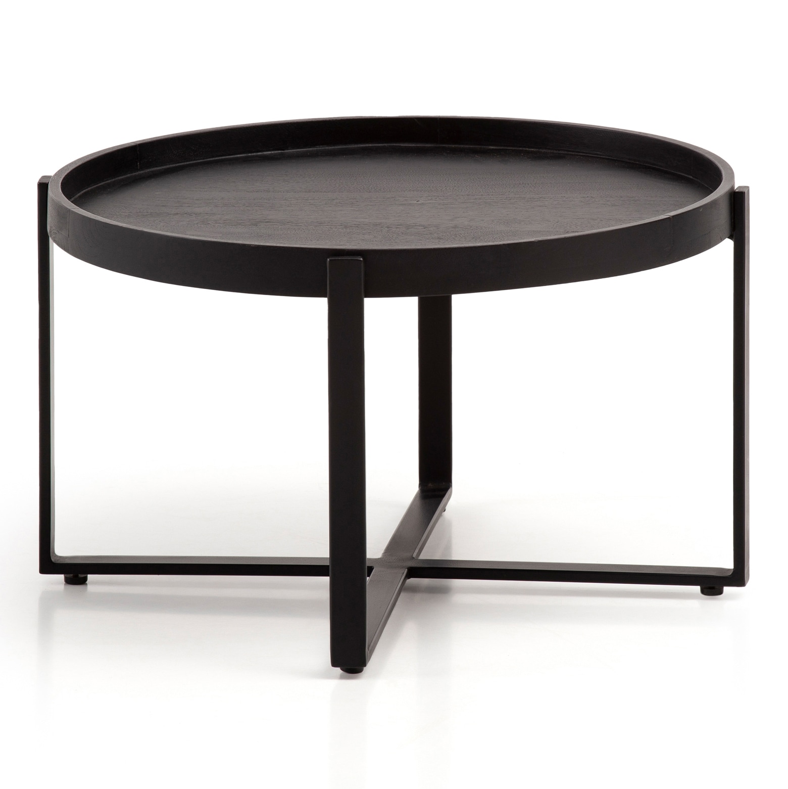 Couchtisch 60x35 cm Massivholz Mango/Metall schwarz