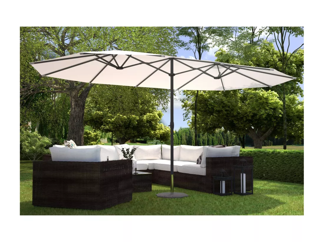 Parasol double 2,7 x 4,6m écru VENICE