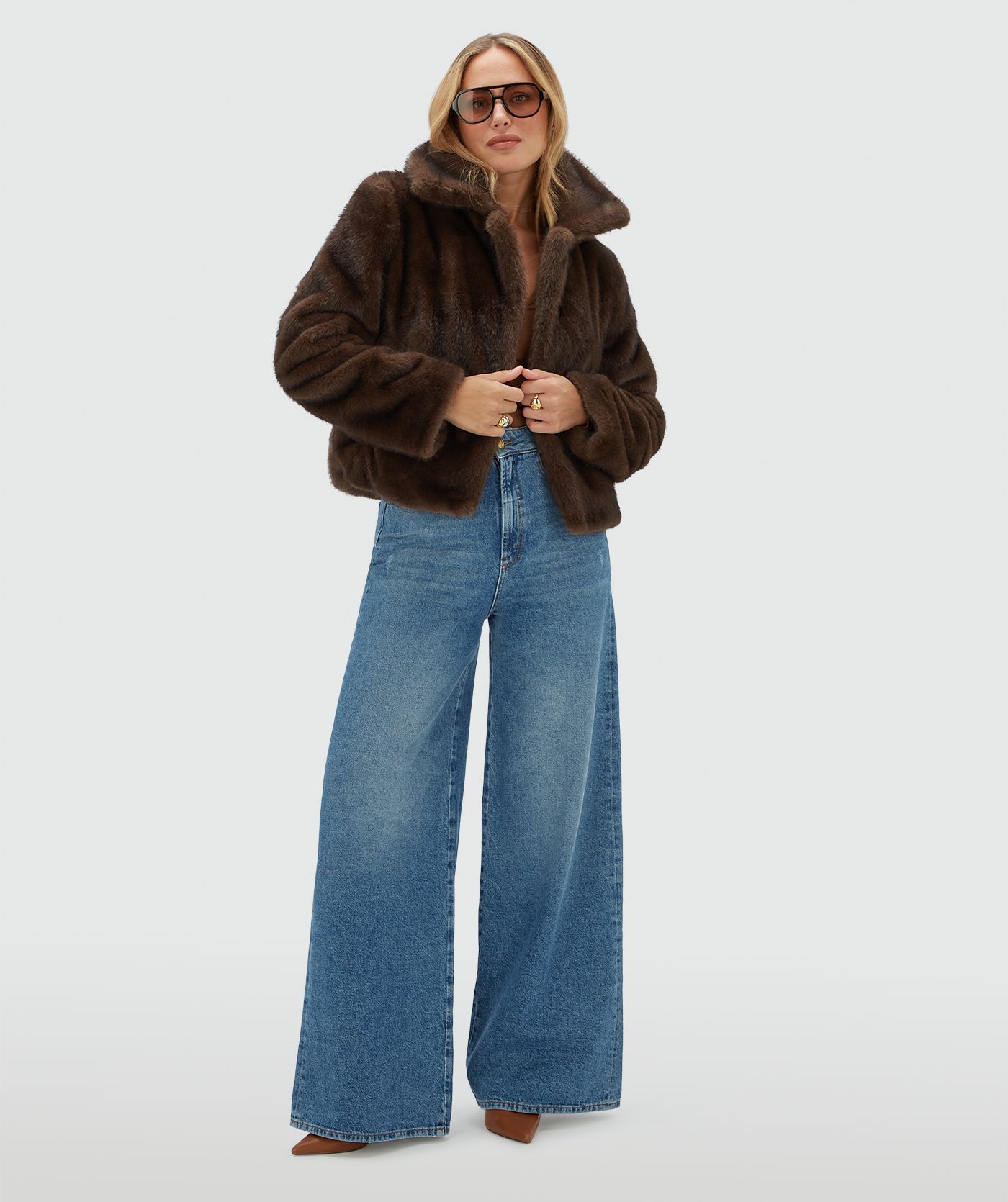 JV-LOVISA regular faux fur jas - soft brown