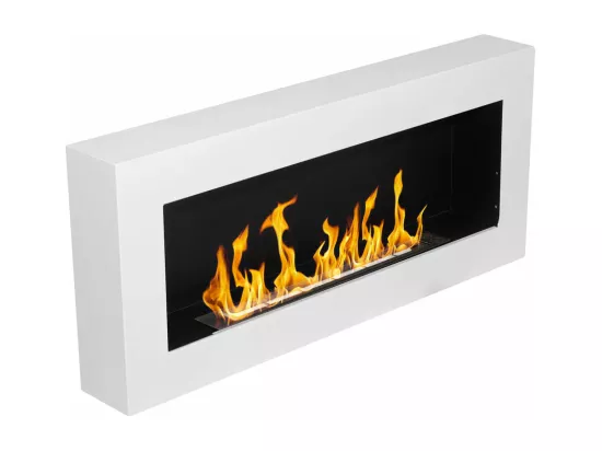 Cheminée bioéthanol murale biocheminée Siena blanc L 90 x P 12 x H40