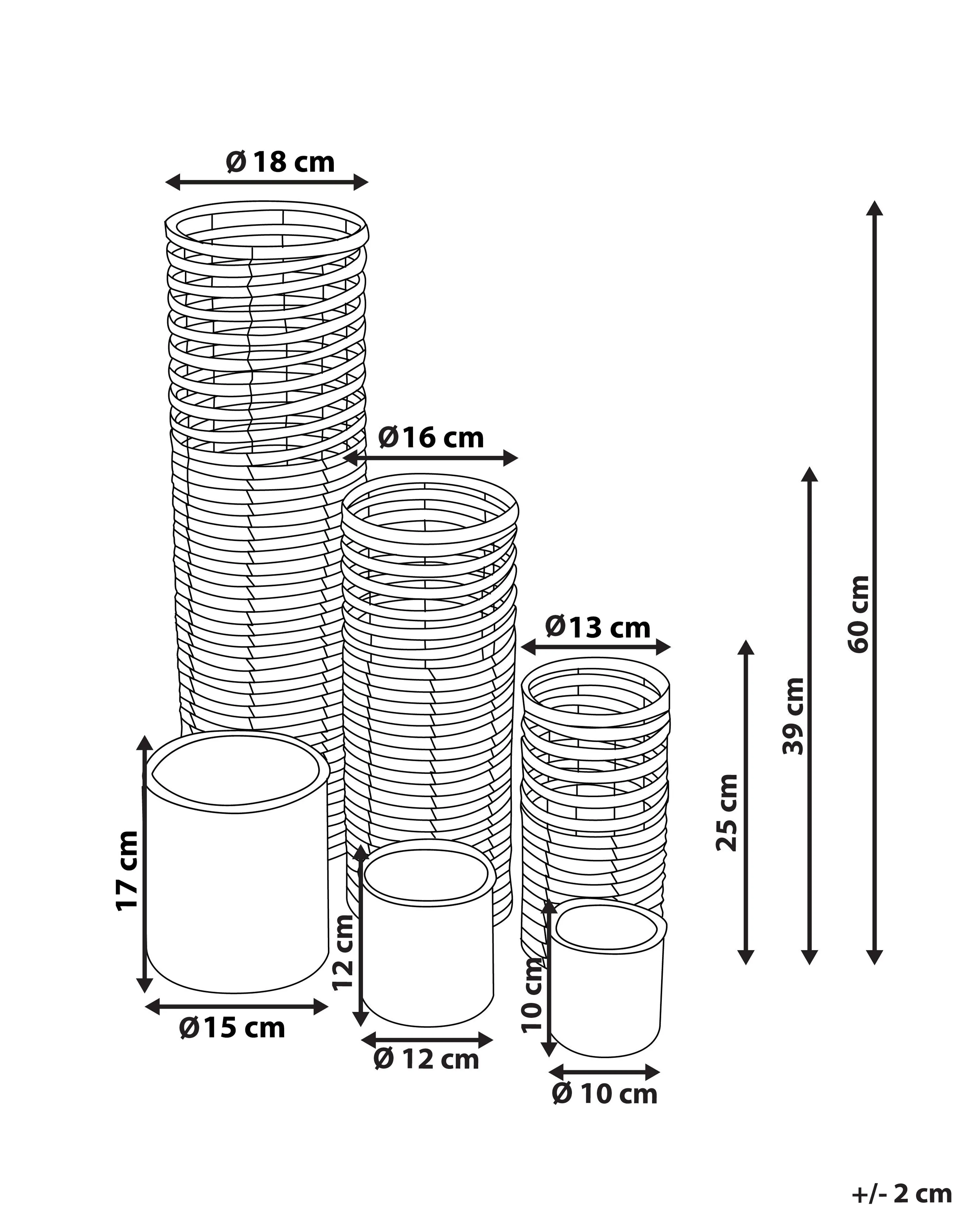 Set van 3 kaarshouders ROVARE Populierenhout 60/39/25 cm Grijs