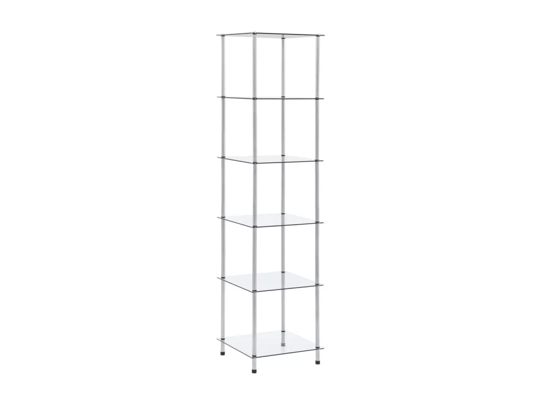 Étagère 6 niveaux Transparent 40x40x160 cm Verre trempé