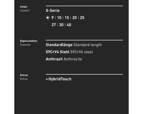 TORX® klaphouderset 8-delig, TX9–TX40, met HybridTouch — Made in Germany (INBUS® 71294)