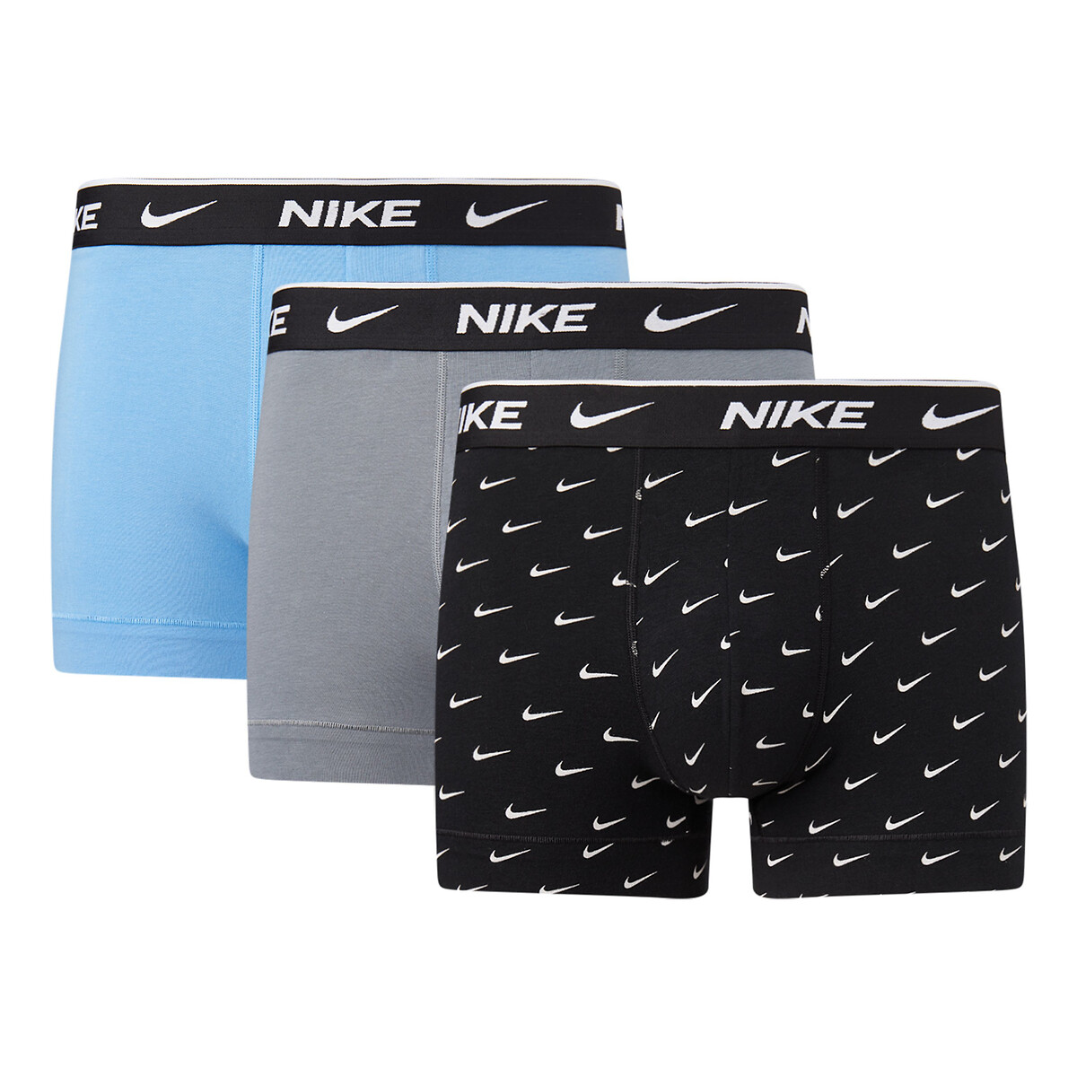 NIKE<br>Conjunto de 3 cuecas boxer lisas com a estampa Signature