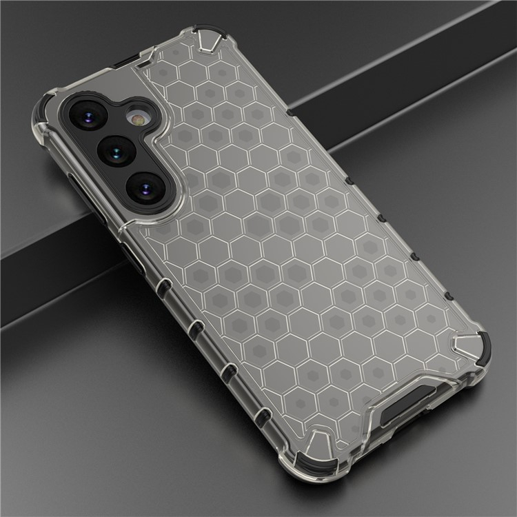 Samsung Galaxy A56 Hybrid Hülle Air Cushion Fallschutz   Bumper im Waben Design - Schwarz (Transparent)