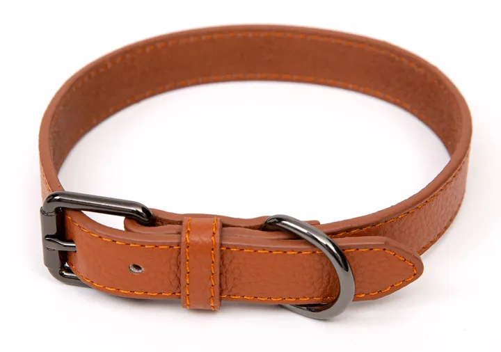 Paw Love - Halsbånd læder hund (Medium) - Cognac
