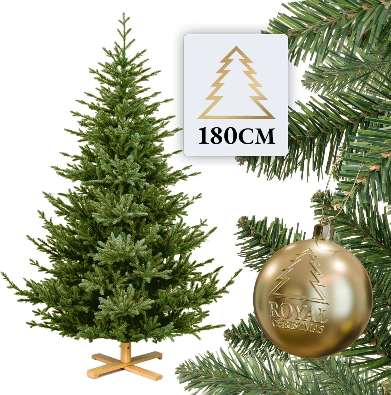 ROYAL CHRISTMAS Artificial Christmas Tree with Wooden and Metal Base 1