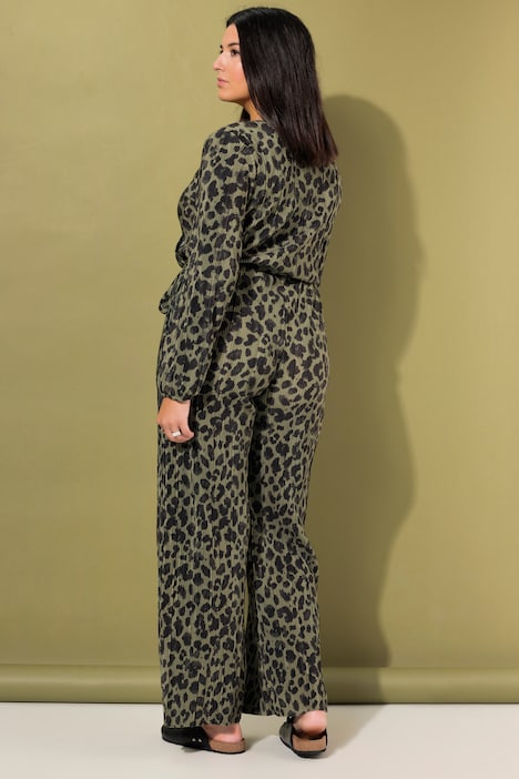 Jumpsuit, Plissee, Leo, weites Bein