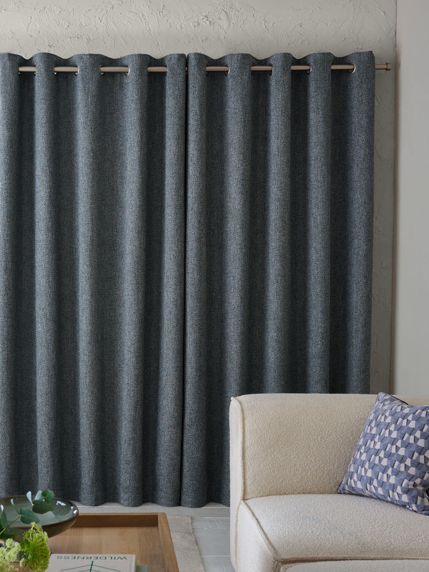 Chunky Marl Textured Eyelet Lined Curtains